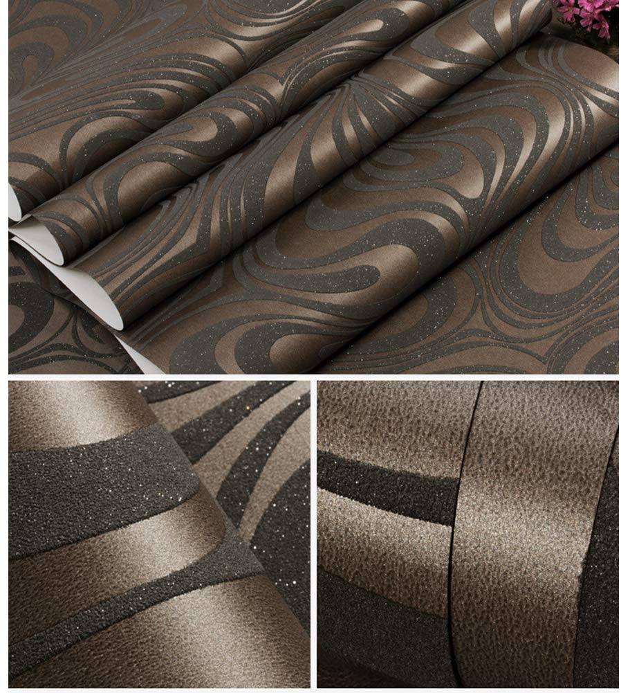 Hanmero Minimalist Abstract Curves Glitter 3D Wallpaper Brown - Homesbrand