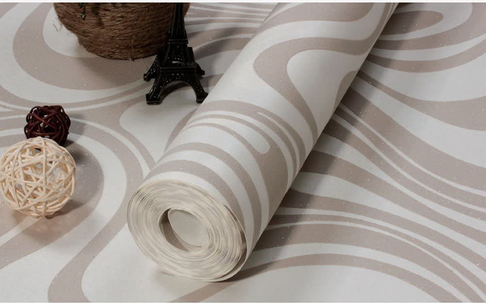 HANMERO Minimalist Abstract Curves Glitter 3D Wallpaper Cream White and Taupe - Homesbrand