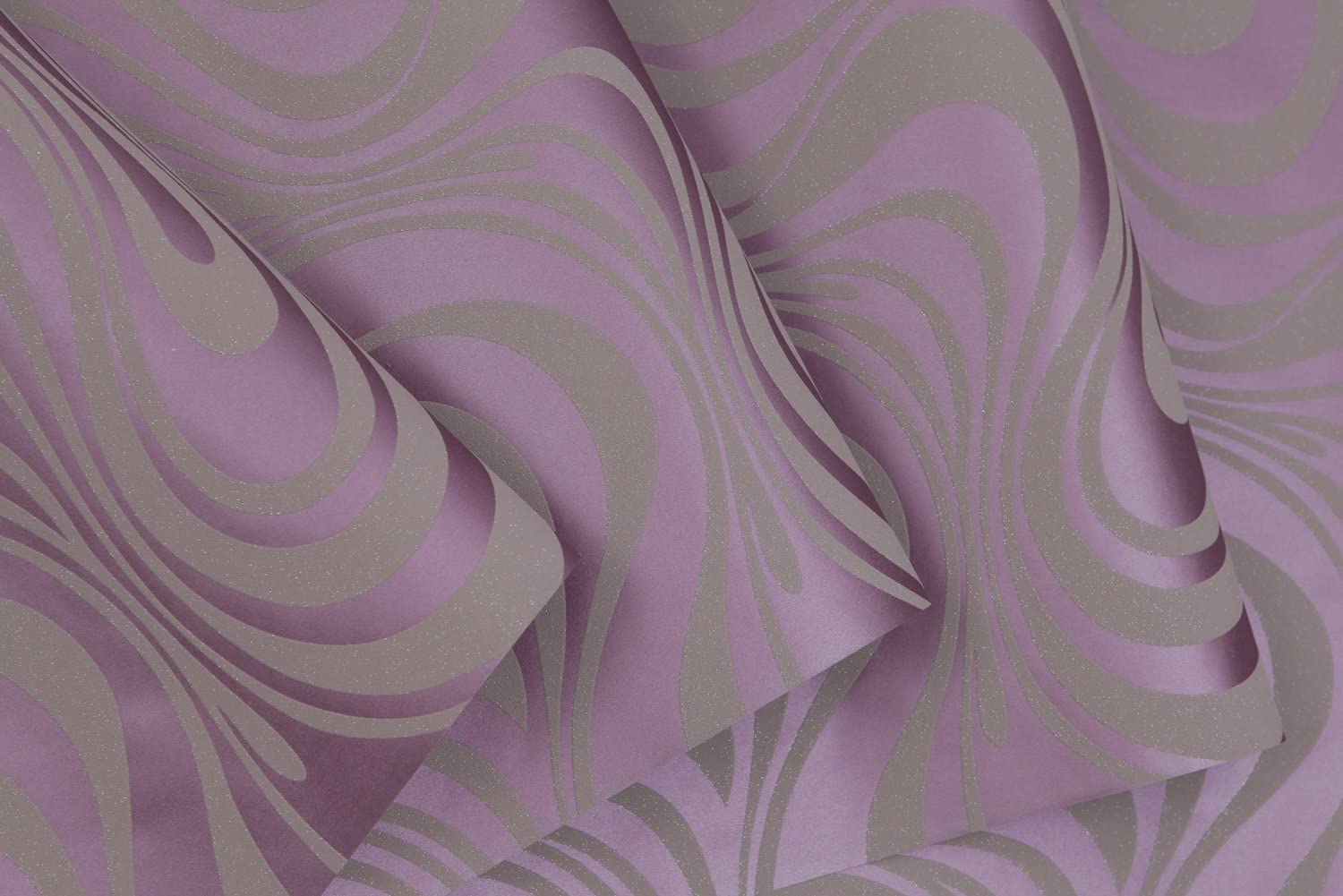 Hanmero Minimalist Abstract Curves Glitter 3D Wallpaper Purple - Homesbrand