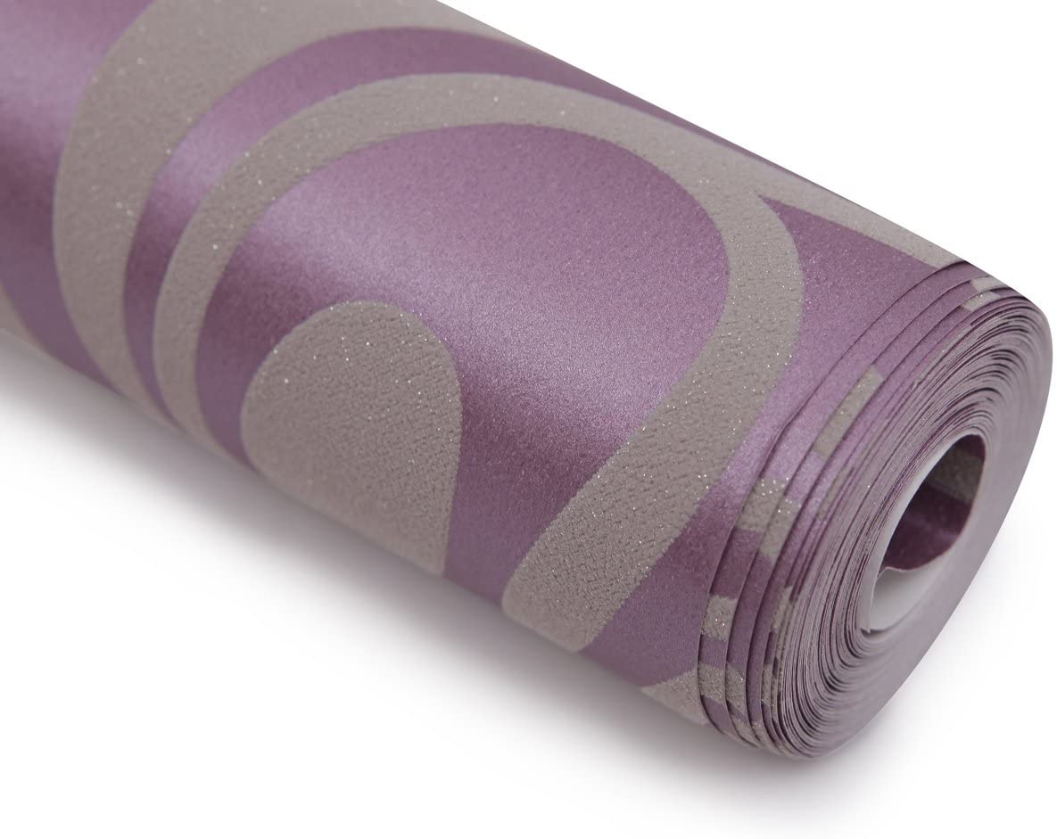 Hanmero Minimalist Abstract Curves Glitter 3D Wallpaper Purple - Homesbrand