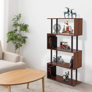 S Shape Bookcase 4tier Bookshelf Dividers Storage Display