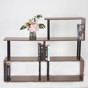 S Shape Bookcase 3tier Bookshelf Dividers Storage Display