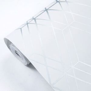 Non Woven Geometric Rhombus Wallpaper (White)