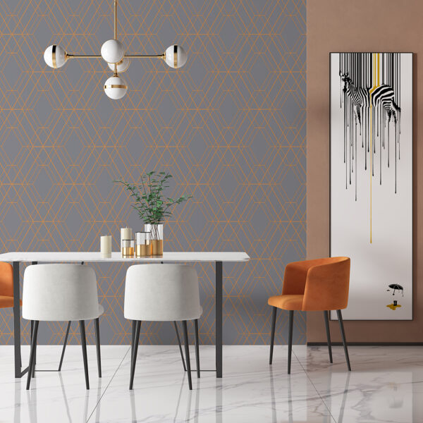 Non Woven Geometric Rhombus Wallpaper (Red-orange)