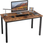 Computer Desk in Rustic Brown Colour with Sturdy Metal Frame