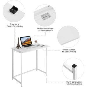 Compact Foldable Computer Desk in White