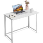 Compact Foldable Computer Desk in White