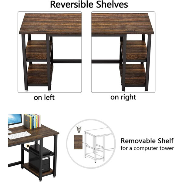 Computer Desk Table with 2 Tier Storage